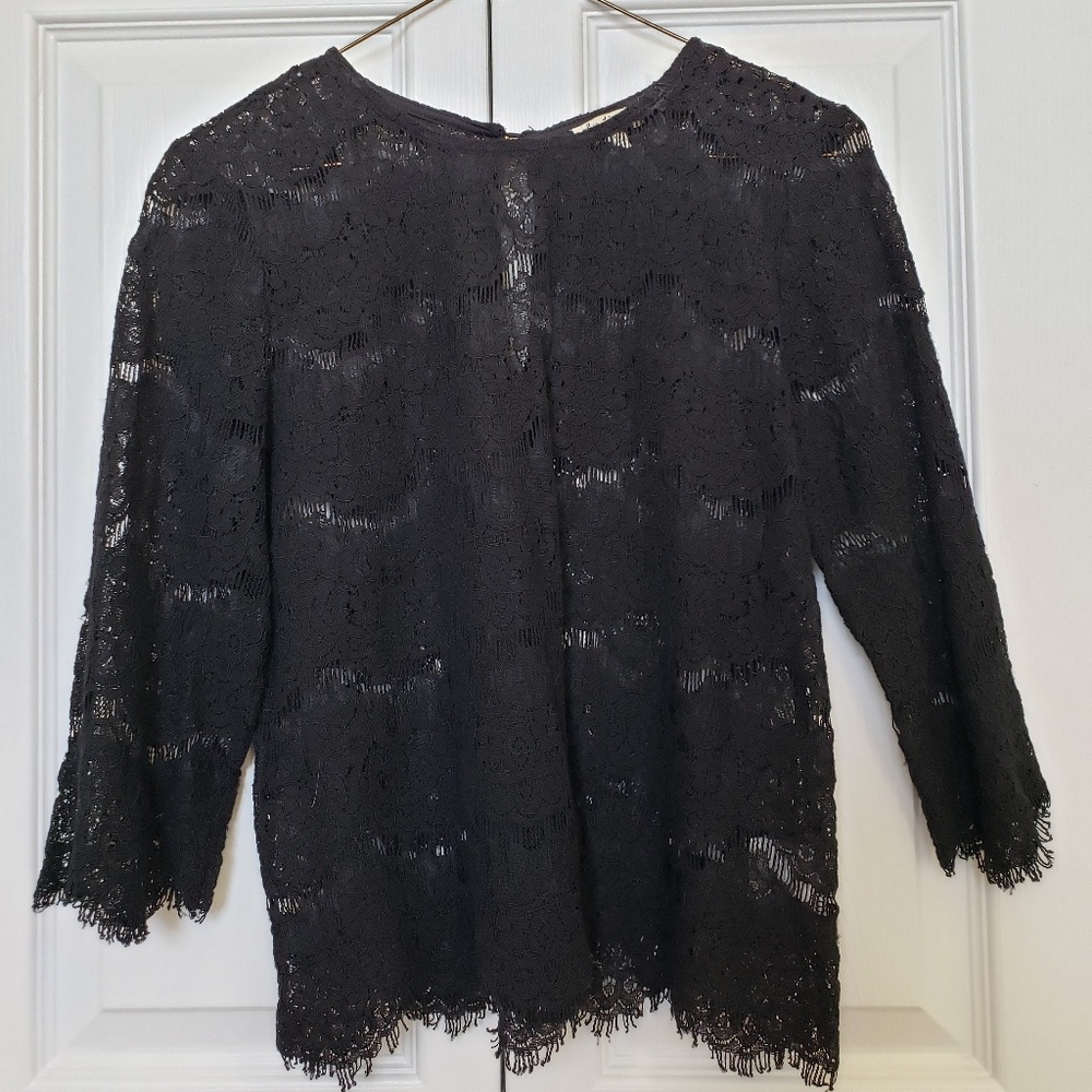Lily White Black Lace Sheer Blouse